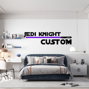 Jedi Knight with Custom Lightsaber and Name - Personalized Vinyl Wall Decal