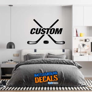 Hockey Sticks with Name - Personalized Sports Vinyl Wall Decal