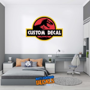 Jurassic Sign Personalized with Name - Dinosaur Park - Full Color Printed Wall Graphics