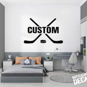 Hockey Sticks with Name - Personalized Hockey Vinyl Wall Decal