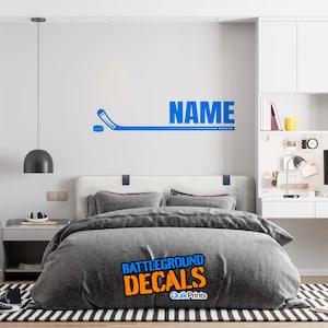 Hockey Stick with Name - Personalized Sports Vinyl Wall Decal