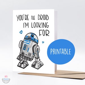 R2D2 Droide, Star Wars, du bist der Droide im auf der Suche nach einer niedlichen und lustigen Grußkarte, Möge die Macht mit dir sein