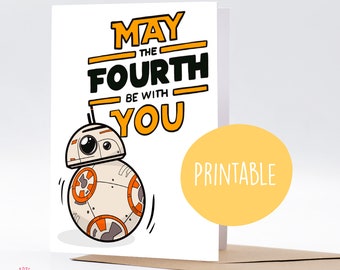 BB-8 droid, Star Wars, May the Force (Fourth) be with you card, May 4th