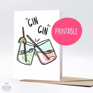 GIN GIN CHEERS anniversaire drôle excentrique, carte de célébrations