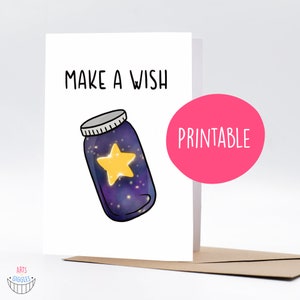 MAKE A WISH tarjeta de felicitación inspirada en la galaxia de cielos estrellados