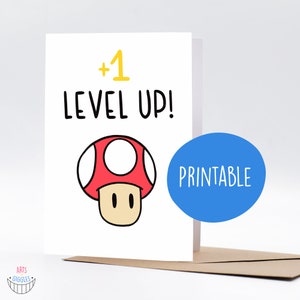 SUPER MARIO bros champignon niveau supérieur carte de voeux d'anniversaire drôle et mignonne