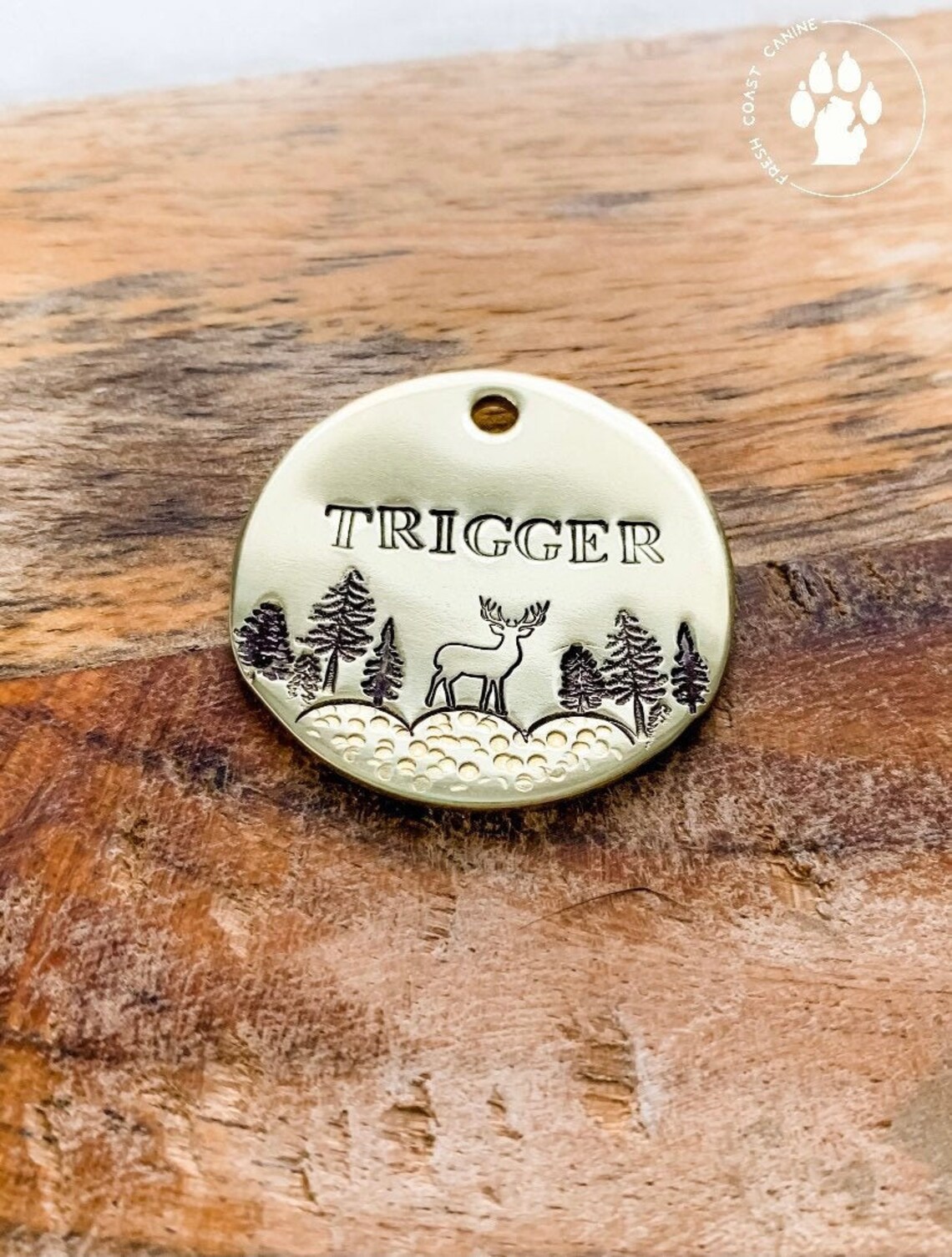 Deer ID Tag Deer Dog Tag Nature Dog Tag Hand Stamped ID Etsy