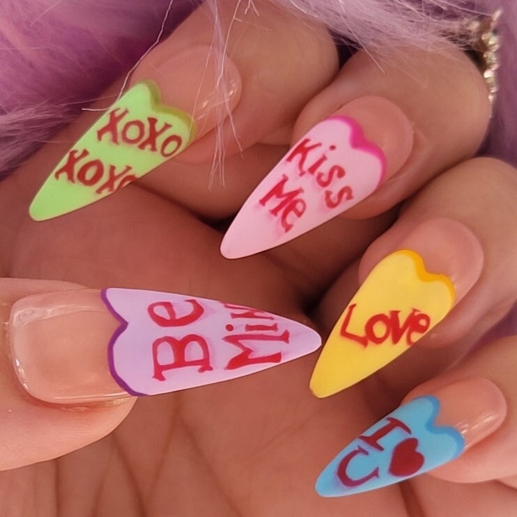 Sweetheart Candy Press on Nails: Valentine's Day Nail Art - Etsy