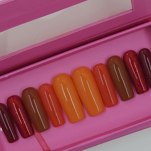 Ready To Mail Fall Leaves•Press on Nails•Custom•Seasonal•Nail Glue•False Nails•Luxury Nails•Nail Supplies