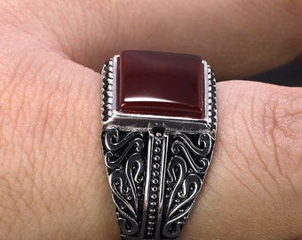 Silver Ring,Blood Stone Ring Gift For Mother Sterling Ring Natura Blood Stone Ring in 925 Sterling Silver Christmas Gift Gift For Her