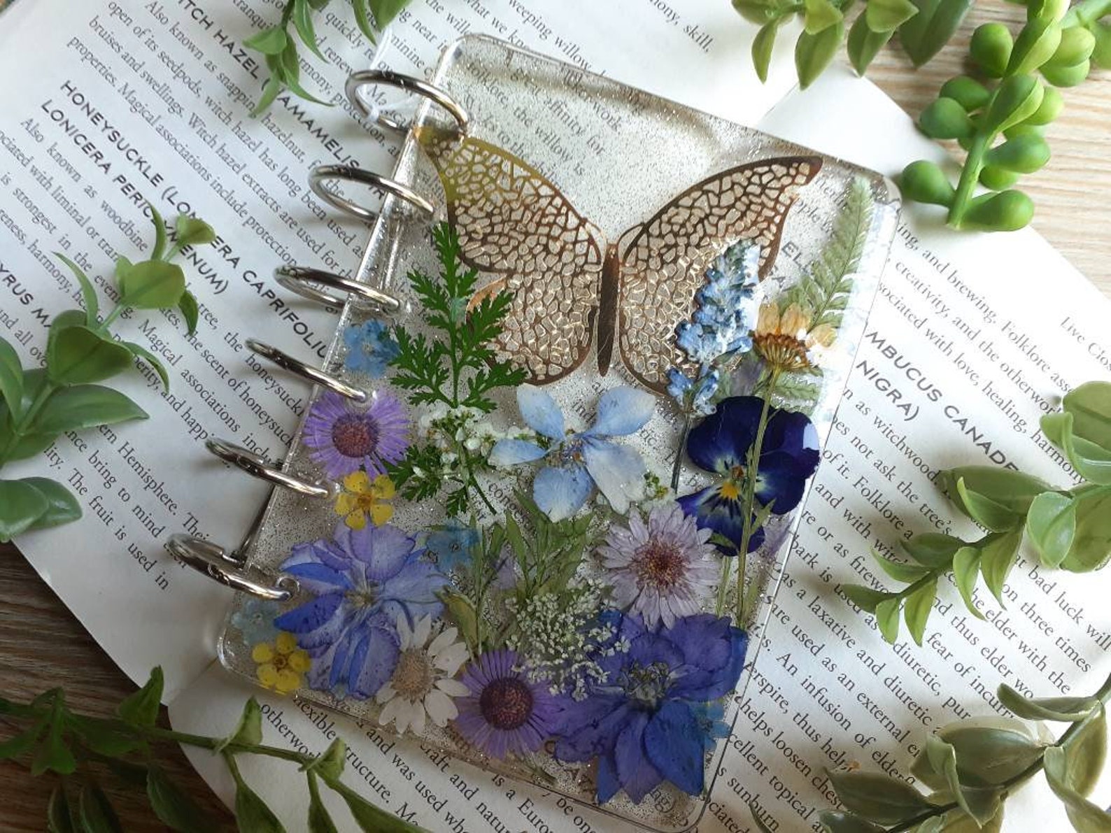 Pressed Flower Notebook Cover Fillable Floral Journal Pocket Etsy
