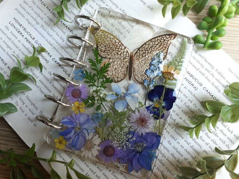 Pressed Flower Notebook Cover Fillable Floral Journal Pocket Etsy