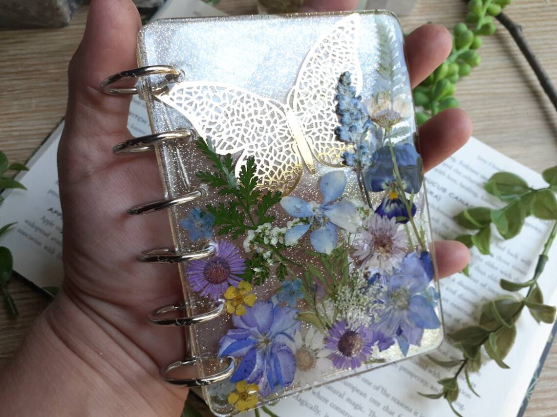 Pressed Flower Notebook Cover Fillable Floral Journal Pocket Etsy