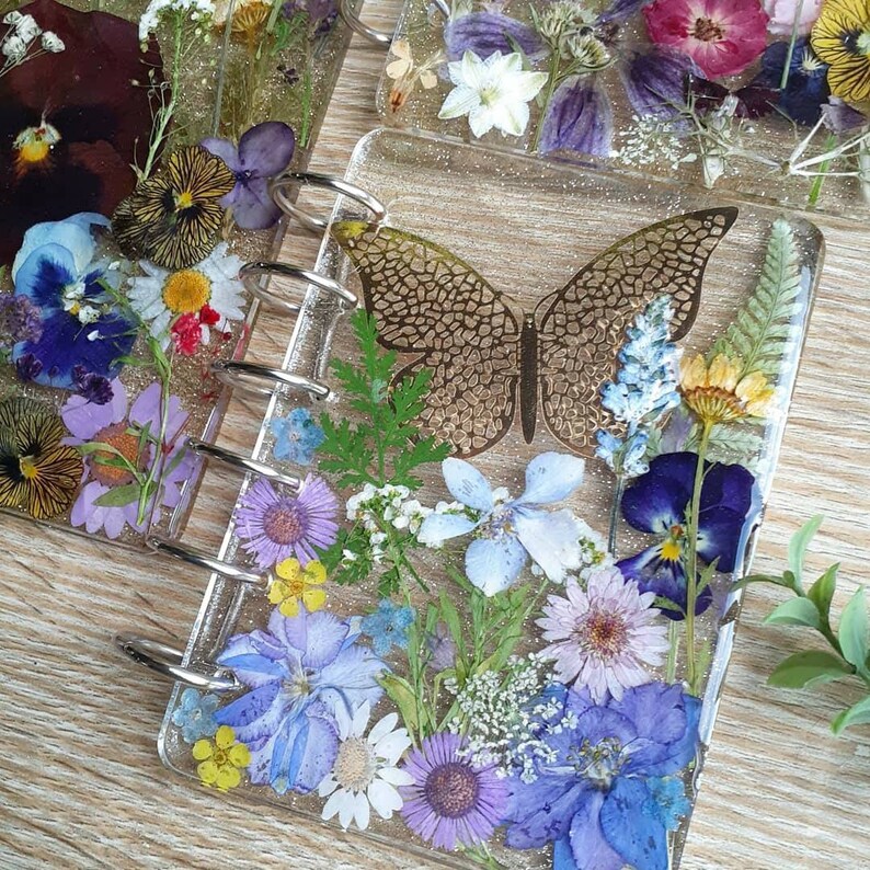 Pressed Flower Notebook Cover Fillable Floral Journal Pocket Etsy UK