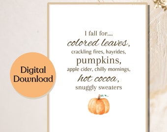 Autumn Wall Art | Fall Quote Pumpkin Printable | Fall Prints with Pumpkin Decor | Printable Wall Art Sign for Fall