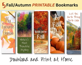 Printable Fall Bookmarks | Book Accessories for Your Book Lover | Special Gift for Reader, Mom, PhD Graduation, Boyfriends Mom & More