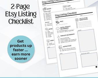 Etsy Listing Checklist: SEO Planner (Printable & Fillable PDF)