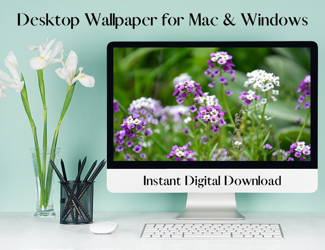 Computer Pretty Floral Desktop Wallpaper Photo Windows & MacBook Wallpaper Aesthetic ...