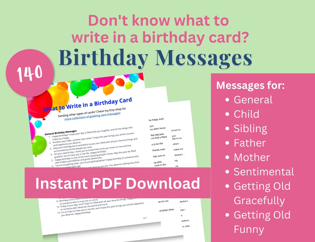 140 Birthday Card Messages: Greetings for Friends & Family (PDF ...
