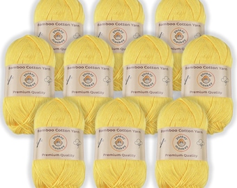 Juego de lanas "Amarillo 9017" de algodón de bambú (paquete de 10) de Yonkey Monkey