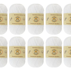 10 pack &quot;White 9013&quot; Premium Quality Bamboo Cotton Lightweight Yarn Skein by Yonkey Monkey