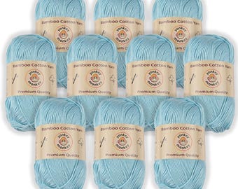 Juego de lanas "Shallow Lake 9018" de algodón y bambú (paquete de 10) de Yonkey Monkey