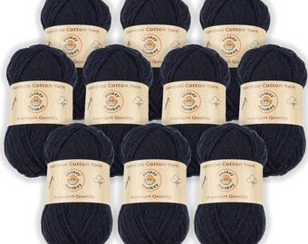 Juego de lanas "Negro 9002" de Yonkey Monkey (paquete de 10) de algodón y bambú