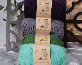 3-pack Fluffy Wool Blend Yarn by Yonkey Monkey. Knitting Crochet DIY