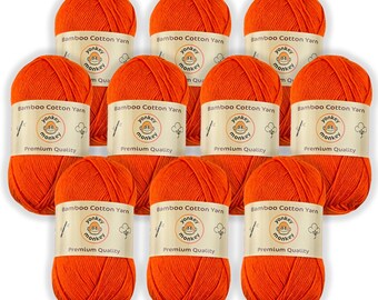 Juego de lanas "Naranja 9020" de Yonkey Monkey (paquete de 10) de algodón y bambú