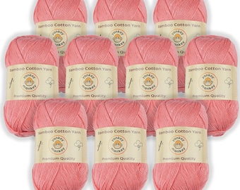 Juego de lanas "Peach 9008" de algodón y bambú (paquete de 10) de Yonkey Monkey