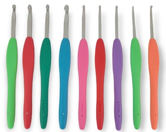 Juego de 9 agujas de crochet de Yonkey Monkey. Ganchos de Ganchillo Agujas de Tejer, Ganchos de Ganchillo Surtidos con Mango ergonómico Antiadherente