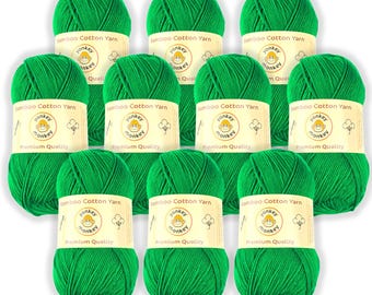 Juego de lanas "Christmas Green 9064" de algodón y bambú (paquete de 10) de Yonkey Monkey