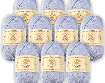 Juego de lanas "White Gray 9006" de algodón de bambú (paquete de 10) de Yonkey Monkey