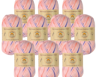 Juego de lanas "Purple Pink 9050" de algodón de bambú (paquete de 10) de Yonkey Monkey