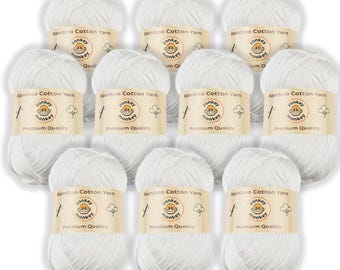 Juego de lanas "White 9013" de algodón de bambú (paquete de 10) de Yonkey Monkey