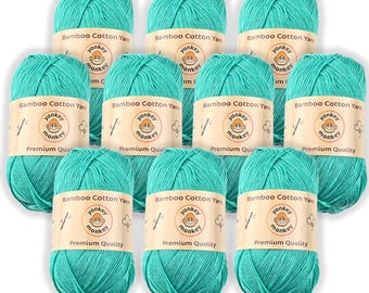 Juego de lanas "Verde claro 9071" de algodón de bambú (paquete de 10) de Yonkey Monkey