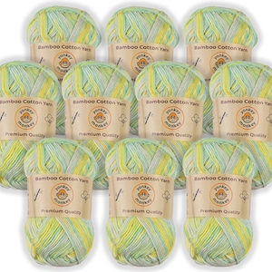 Yarn Set "Green Yellow 9049" Bamboo Cotton Yarn (Pack of 10) by Yonkey Monkey