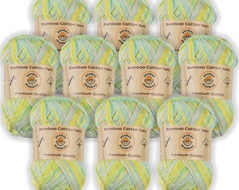 Juego de lanas "Verde Amarillo 9049" de algodón de bambú (paquete de 10) de Yonkey Monkey