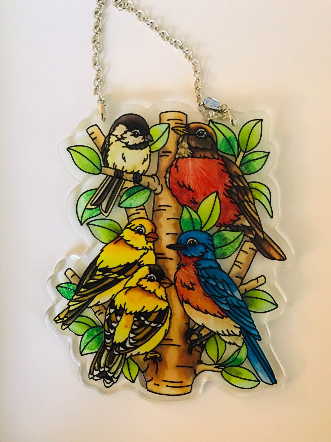 AMIA Fine Art Stained Glass Suncatcher Birds Etsy