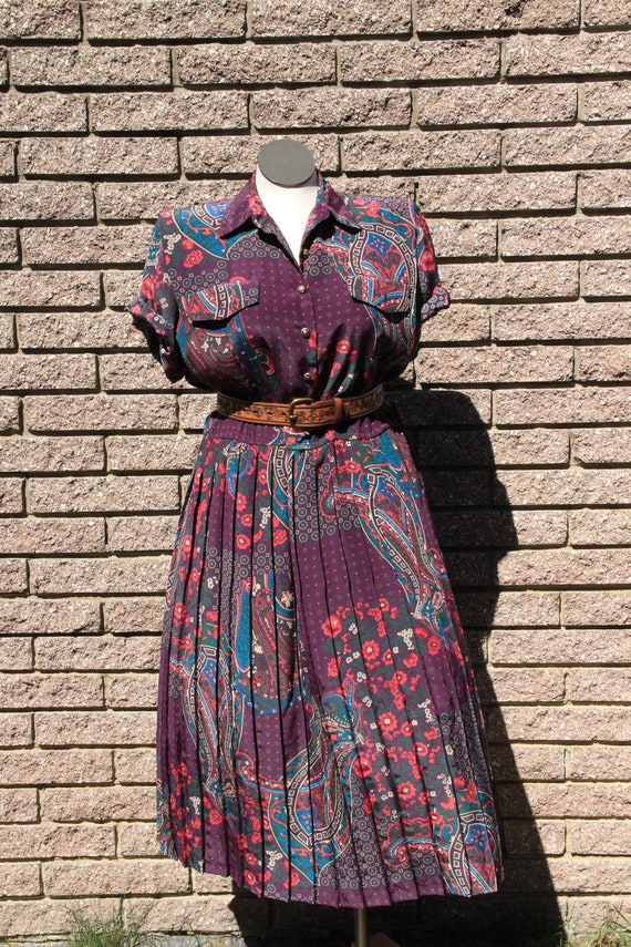 Vintage 1980s Leslie Fay Dresses Shirtdress Size 1