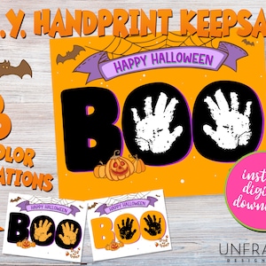 The EASIEST Handprint Keepsake Art, Printable Handprint Art, Toddler, Halloween Craft Activities for Baby/Toddler, Preschool Handprint Craft