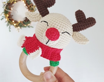 Crochet Baby Rattle _Rudolf (Noël)