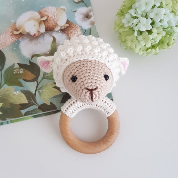 Crochet plush toy, Baby Rattle _ Sheep (Pattern + Pictorial)