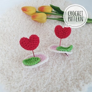 Crochet Hart Hair pin (Pattern + Pictorial)