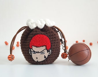 Crochet AirPods Pouch Case-Basketball (+key ring)