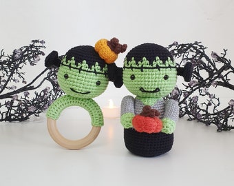 Crochet Baby Rattle,Baby Doll_Frankenstein