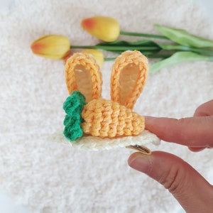 Crochet Bunny Hair pin Pattern Pictorial zdjęcie 2