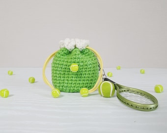 Crochet AirPods Pouch Case-Tennis(+key ring)