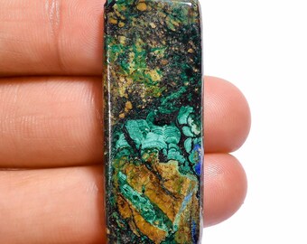 MM Free Shipping Fancy Shape 60x27x5 87 Ct AAA Quality Cabochons Natural Azurite Malachite Loose gemstone.