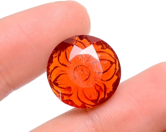 Carved Round Lab Ruby Gemstone: 13.5 Ct Jewelry Making